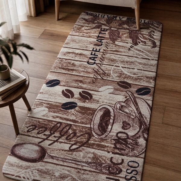 Rjava kuhinjska preproga Hanse Home Delicious Coffee, 67 x 180 cm