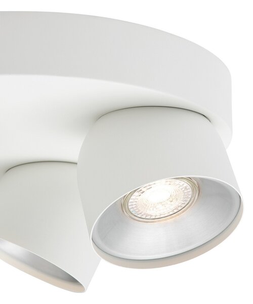 Nordlux Downlight Pitcher, GU10, trižarni, okrogel, kovinski, bel, zatemnjen, Bela, Dnevna soba / jedilnica, Kovina, Sodobni