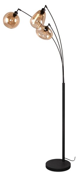 Trio Lighting Talna svetilka Lumina, 3-svetlobna, črna/jantarna, steklo, Črna, Dnevna soba / jedilnica, Steklo, Sodobni