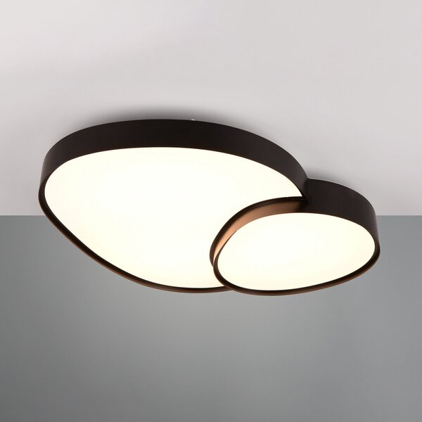 Trio Lighting LED stropna svetilka Rise, črna, 77 x 63 cm, CCT, možnost zatemnitve, zatemnjen, Črna, Dnevna soba / jedilnica, Kovina, Sodobni