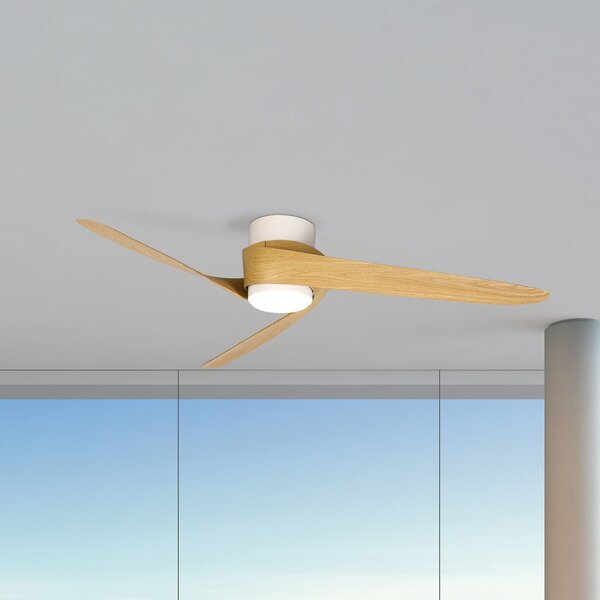 Mantra Iluminación LED stropni ventilator Groenland, les, DC, tiho delovanje, Ø 122 cm, CCT, zatemnjen, Les, Dnevna soba / jedilnica, Plastika, Sodobni