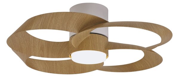 Mantra Iluminación LED stropni ventilator Rose, les, tiho delujoči enosmerni motor, premer 65 cm,, zatemnjen, Les, Dnevna soba / jedilnica, Plastika, Sodobni