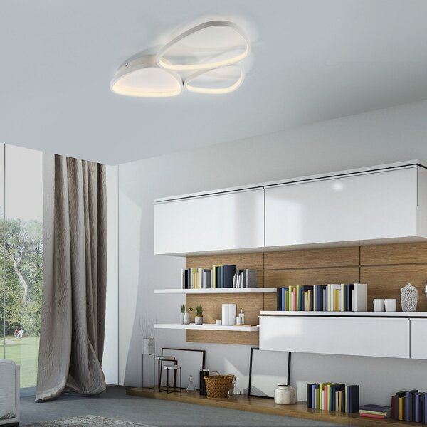JUST LIGHT. GmbH Stropna svetilka Pebbles LED, bela, z možnostjo zatemnitve, zatemnjen, Bela, Hodnik, Kovina, Sodobni
