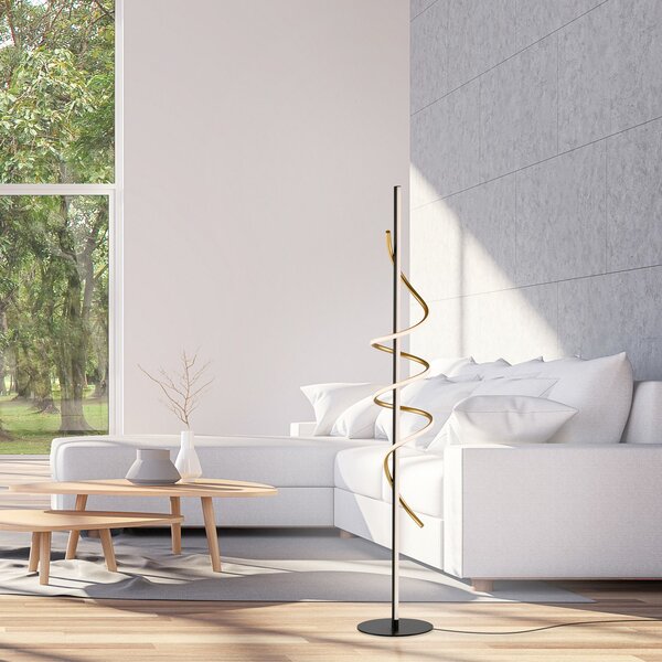 JUST LIGHT. GmbH Emanda LED talna svetilka, železo, črna medenina, zatemnjen, Črna, Dnevna soba / jedilnica, Kovina, Sodobni