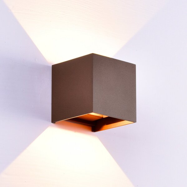 Mantra Iluminación Zunanja stenska svetilka LED Davos, corten, kotna, z možnostjo zatemnitve,, zatemnjen, Rjava / rjasta, Aluminij, Stenska vtičnica zgoraj / spodaj