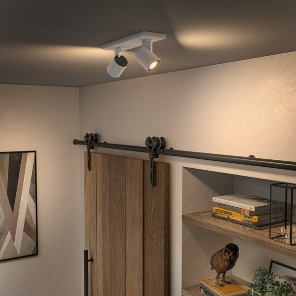 Philips Hue LED-Spot Runner, 2-flg., stikalnik za zatemnitve, bela, zatemnjen, Bela, Dnevna soba / jedilnica, Aluminij, Sodobni