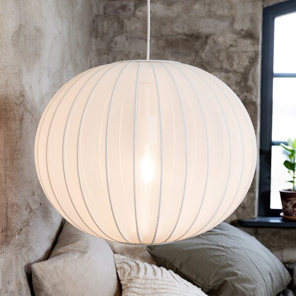 Markslöjd Visoka svetilka Florence, bela, Ø 50 cm, najlon, zatemnjen, Bela, Dnevna soba / jedilnica, Tkanine / tekstil, Skandinavski, Globus