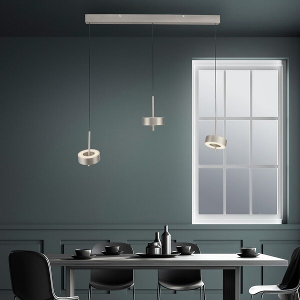 Q-Smart-Home Paul Neuhaus Smart LED viseča svetilka Q-Rotate, aluminij 3-svetlobna., zatemnjen, Kovinska, Dnevna soba / jedilnica, Kovina, Sodobni