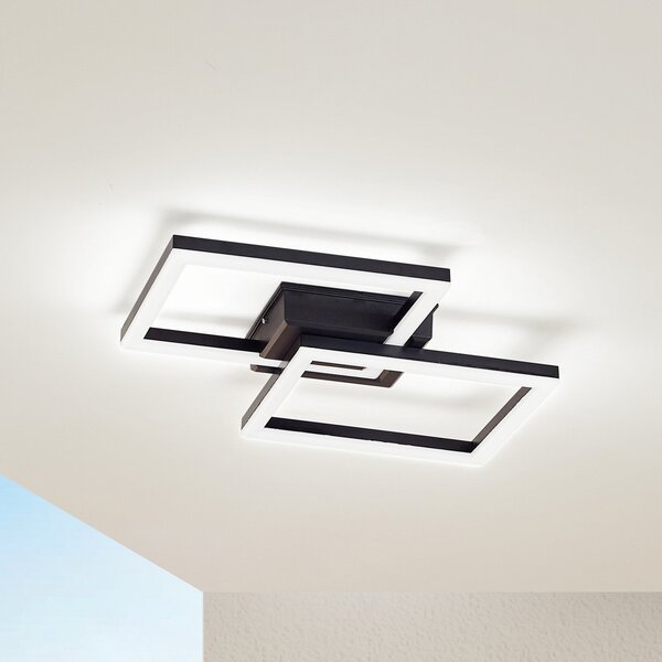 Lindby LED zunanja stropna svetilka Finian, 48 cm x cm, CCT z možnostjo, zatemnjen, Črna, Plastika, Sodobni