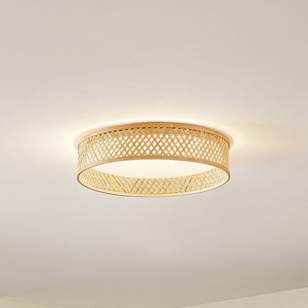 Lindby LED stropna svetilka Eilif, bambus, Ø 40 cm, Les, Dnevna soba / jedilnica, Bambus, Sodobni
