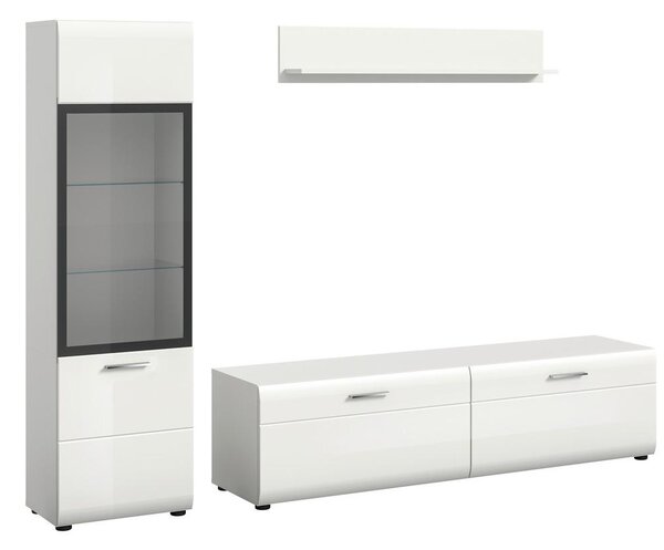 Livetastic Dnevni Regal Ice, Bela Visok Sijaj, 3-Delni
