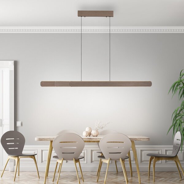 Paul Neuhaus LED viseča svetilka Adriana, rjava, dolžina 160 cm, zatemnjen, Rjava / rjasta, Dnevna soba / jedilnica, Aluminij, Sodobni