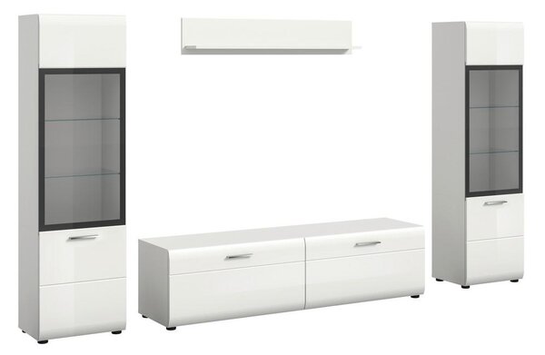Livetastic Dnevni Regal Ice, Bela Visok Sijaj, 4-Delni