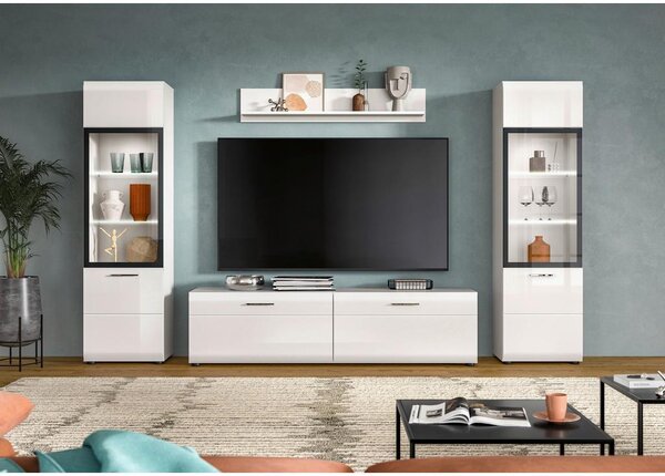 Livetastic Dnevni Regal Ice, Bela Visok Sijaj, 4-Delni