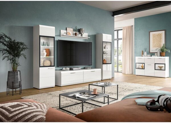 Livetastic Dnevni Regal Ice, Bela Visok Sijaj, 4-Delni