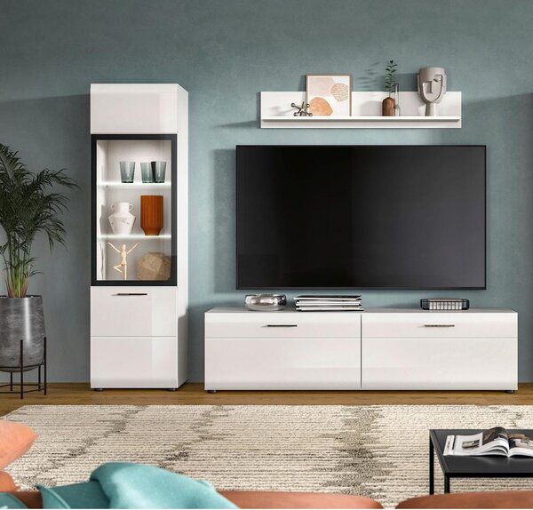Livetastic Dnevni Regal Ice, Bela Visok Sijaj, 3-Delni