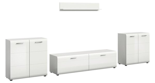 Livetastic Dnevni Regal Ice, Bela Visok Sijaj, 4-Delni