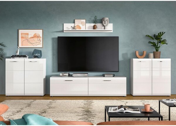Livetastic Dnevni Regal Ice, Bela Visok Sijaj, 4-Delni