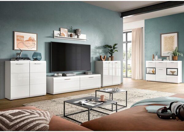 Livetastic Dnevni Regal Ice, Bela Visok Sijaj, 4-Delni