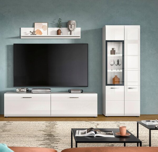 Livetastic Dnevni Regal Ice, Bela Visok Sijaj, 3-Delni