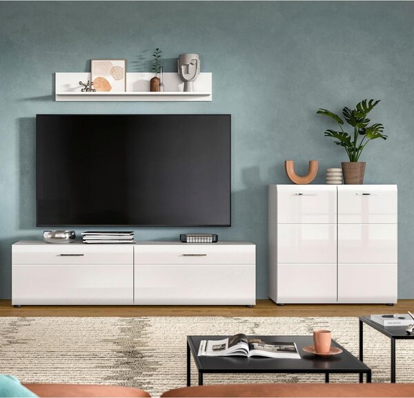 Livetastic Dnevni Regal Ice, Bela Visok Sijaj, 3-Delni