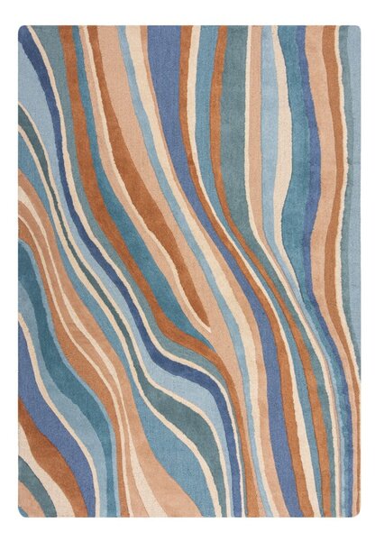 Modra ročno tkana volnena preproga 160x230 cm Abstract Flow – Flair Rugs