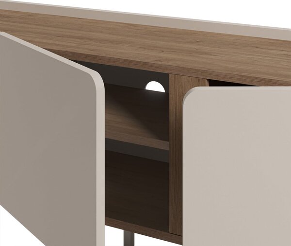 Kremno bela/naravna TV omarica v hrastovem dekorju 140x53x35 cm Lucile – Marckeric