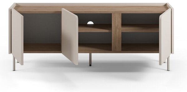 Kremno bela/naravna TV omarica v hrastovem dekorju 140x53x35 cm Lucile – Marckeric