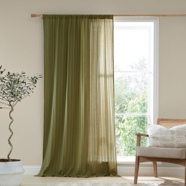 Kaki zelena prosojna zavesa 140x229 cm Zofia Broderie Anglaise – Pineapple Elephant