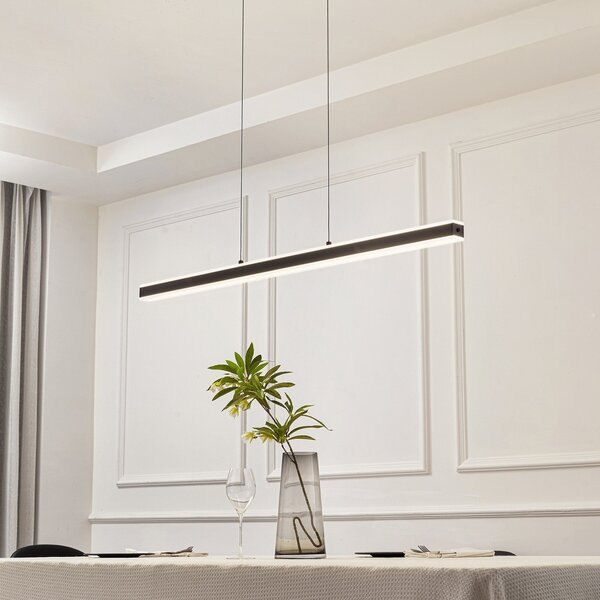 Lucande Pendolo LED viseče svetilo, črno, aluminij, 120 cm, zatemnjen, Črna, Dnevna soba / jedilnica, Aluminij, Sodobni