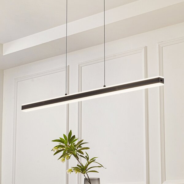 Lucande Pendolo LED viseče svetilo, črno, aluminij, 120 cm, zatemnjen, Črna, Dnevna soba / jedilnica, Aluminij, Sodobni