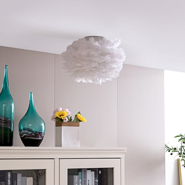Lindby Stropna svetilka Heven, Ø 35 cm, bela, plastika, E27, zatemnjen, Bela, Dnevna soba / jedilnica, Plastika, Dizajn