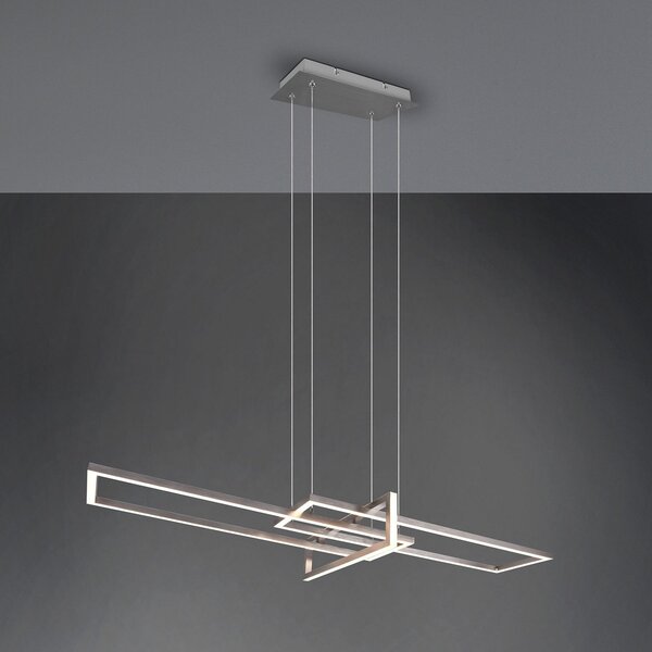 Trio Lighting Salinas LED viseče svetilo, 3.000 K, mat nikelj, zatemnjen, Siva, Dnevna soba / jedilnica, Kovina, Sodobni