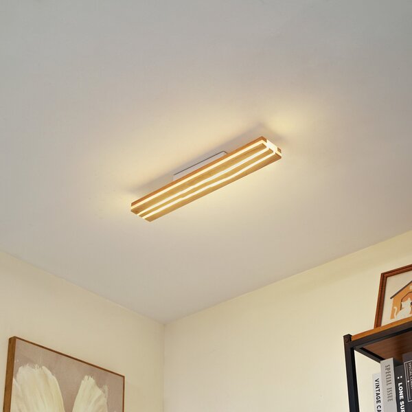 Lucande LED stropna svetilka Silja, les, 100 cm, 3000K, Les, Dnevna soba / jedilnica, Les, Sodobni