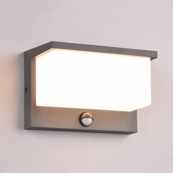 Trio Lighting Zunanja stenska svetilka LED Nestos, senzor gibanja, IP54, Črna, Kovina, Sodobni
