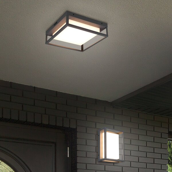 Trio Lighting LED zunanja stropna svetilka Witham IP54, CCT, antracit, Črna, Kovina, Sodobni