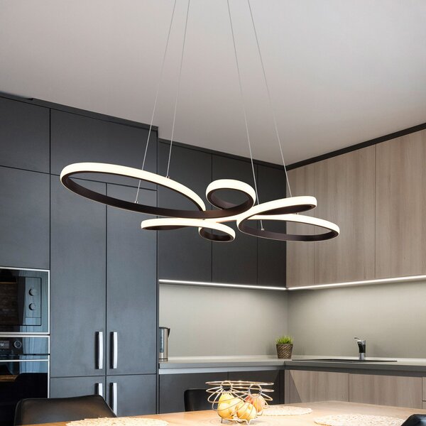 Trio Lighting Obesek Fly LED, mat črna, 3.000 K, 83 cm x 45 cm, zatemnjen, Črna, Dnevna soba / jedilnica, Kovina, Sodobni