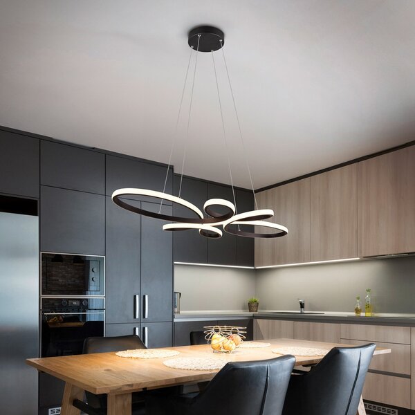 Trio Lighting Obesek Fly LED, mat črna, 3.000 K, 83 cm x 45 cm, zatemnjen, Črna, Dnevna soba / jedilnica, Kovina, Sodobni