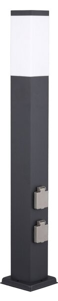 G & L Handels GmbH Stenska svetilka 400166140, višina 80 cm, V2A, antracit, 2 vtičnici, zatemnjen, Črna, Nerjaveče jeklo