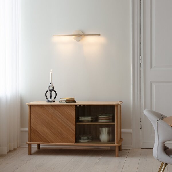 UMAGE LED stensko svetilo Omni, medenina, dolžina 74 cm, zatemnjen, Zlata / medeninasta, Dnevna soba / jedilnica, Kovina, Dizajn