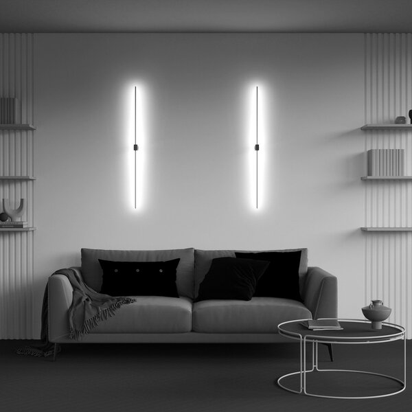 Maytoni LED stenska luč Pars, 105 cm, črna/zlata, aluminij, Črna, Dnevna soba / jedilnica, Aluminij, Sodobni