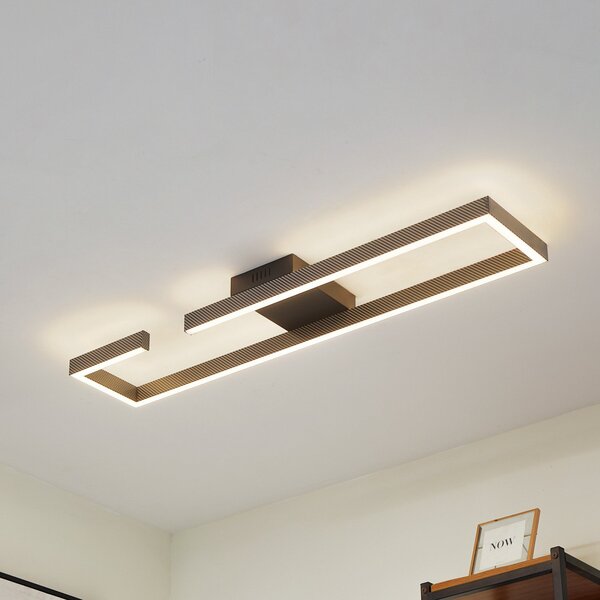 Lucande LED stropna svetilka Yvor, 100 cm, črna, aluminij, Črna, Dnevna soba / jedilnica, Kovina, Sodobni