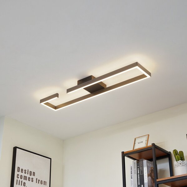 Lucande LED stropna svetilka Yvor, 100 cm, črna, aluminij, Črna, Dnevna soba / jedilnica, Kovina, Sodobni