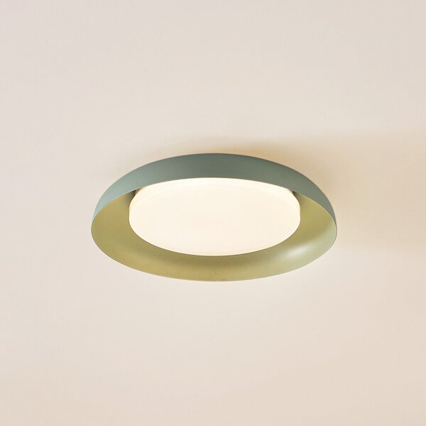 Lindby LED stropna svetilka Florie, zelena, kovina, Ø 40 cm, Zelena, Dnevna soba / jedilnica, Plastika, Sodobni