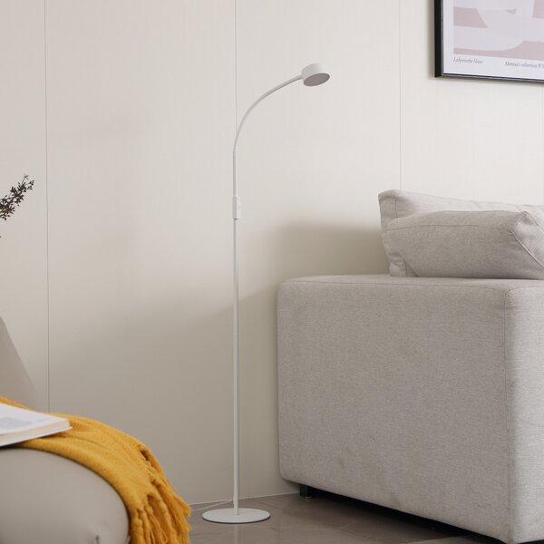 Lindby LED-stoječa svetilka Maori, bela, kovina, CCT, z možnostjo zatemnitve, zatemnjen, Bela, Študija / pisarna, Kovina, Sodobni