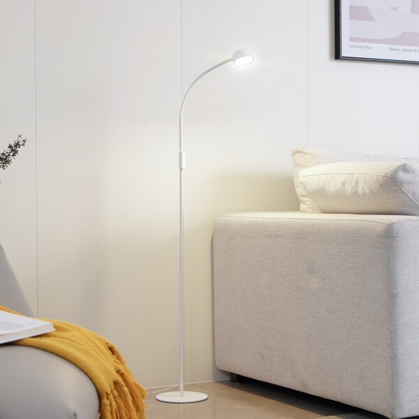 Lindby LED-stoječa svetilka Maori, bela, kovina, CCT, z možnostjo zatemnitve, zatemnjen, Bela, Študija / pisarna, Kovina, Sodobni