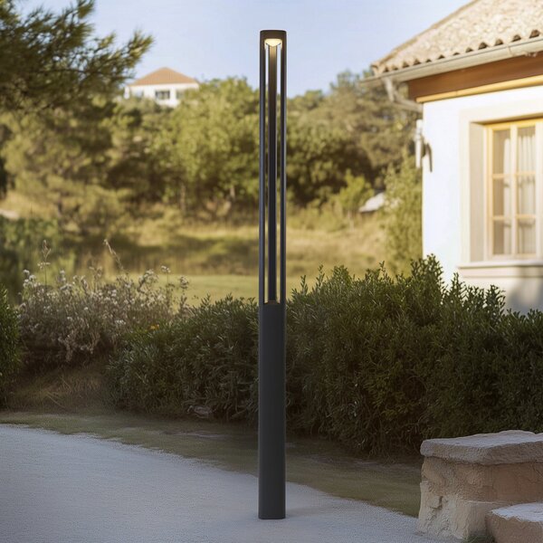 Lucande LED zunanja svetilka Pirron, 230 cm, antracit, IP65, Črna, Aluminij, Sodobni