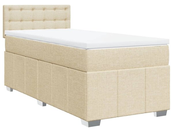 VidaXL Box spring postelja z vzmetnico krem 80x200 cm blago