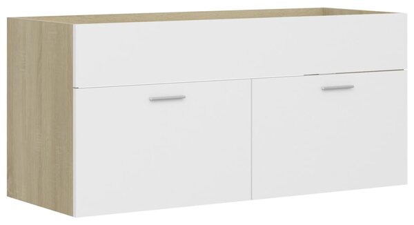 VidaXL Omarica za umivalnik bela in sonoma hrast 100x38,5x46 cm