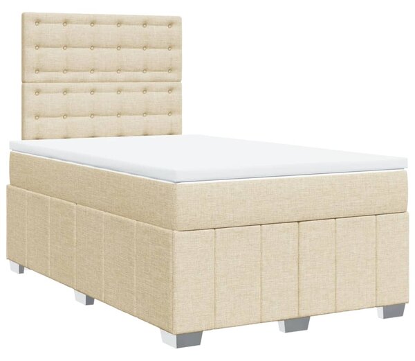 VidaXL Box spring postelja z vzmetnico krem 120x190 cm blago